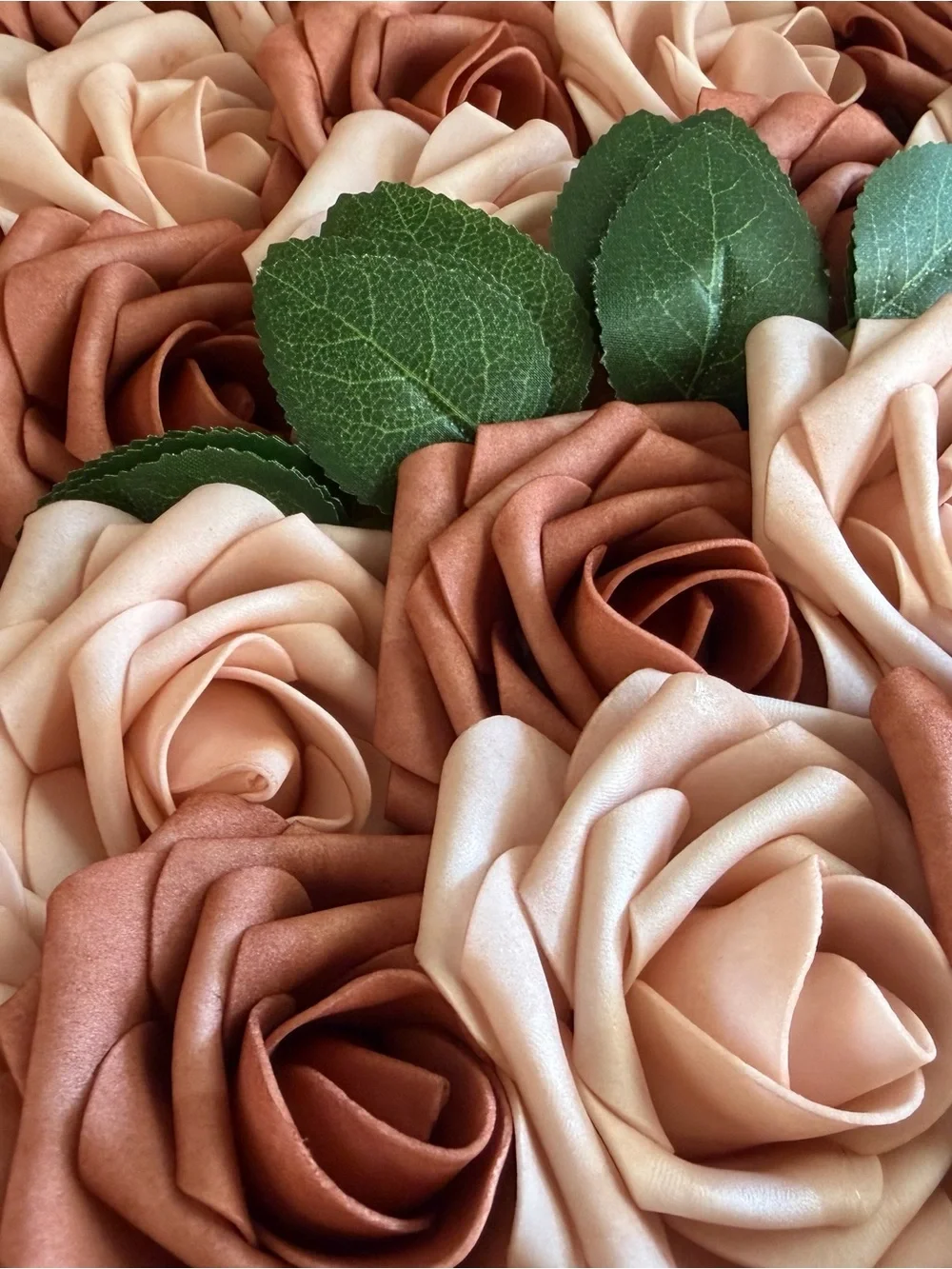 25 each Blush and Rose Gold Artificial Roses New in Box Fancy Elegant Flowers